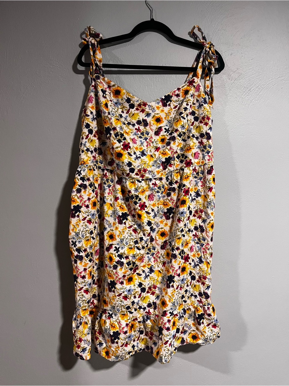 Floral Tie-Shoulder Sundress in White and Yellow old navy plus size